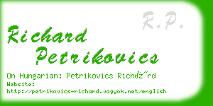 richard petrikovics business card